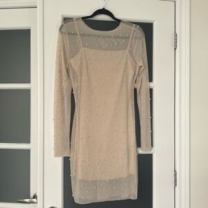 Pearl & Rhinestone 2 Piece Mesh Dress